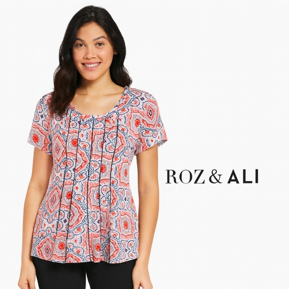 Roz & Ali Women's Paisley Print Fit and Flare Top Size XL - Picture 12 of 12